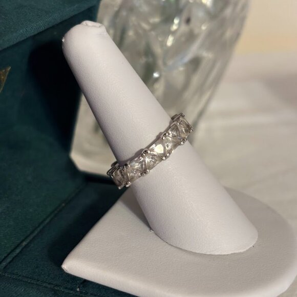 Dorsey Theodora Double Trillion Ring (White Sapphires) in Silver - size 8 - Picture 3 of 16